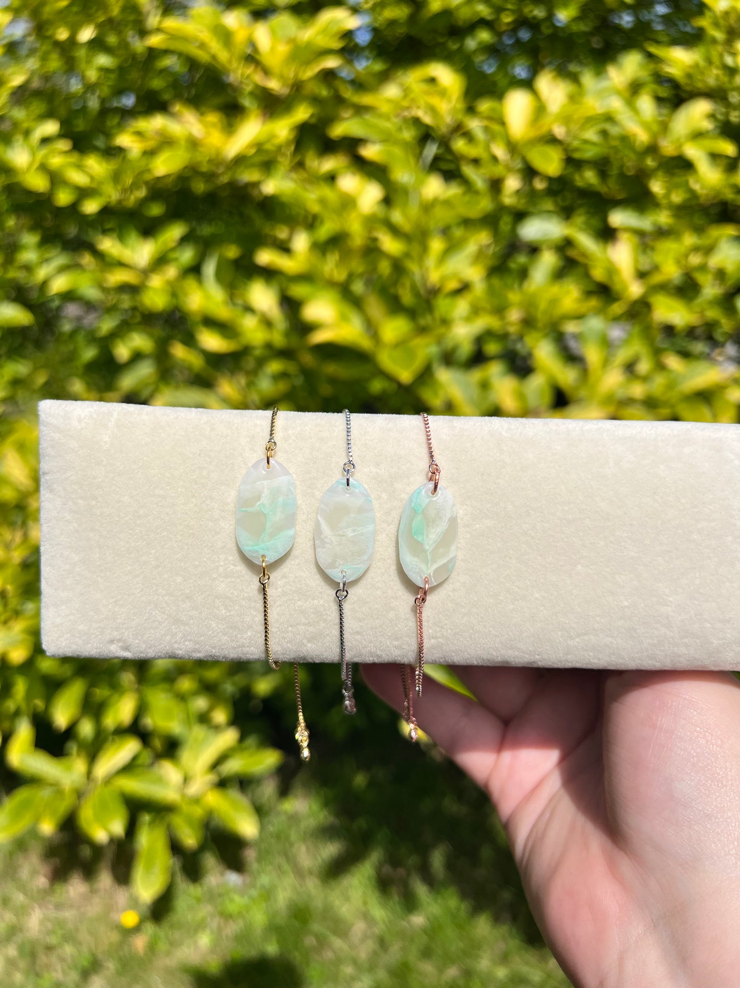 Green marble slider bracelets