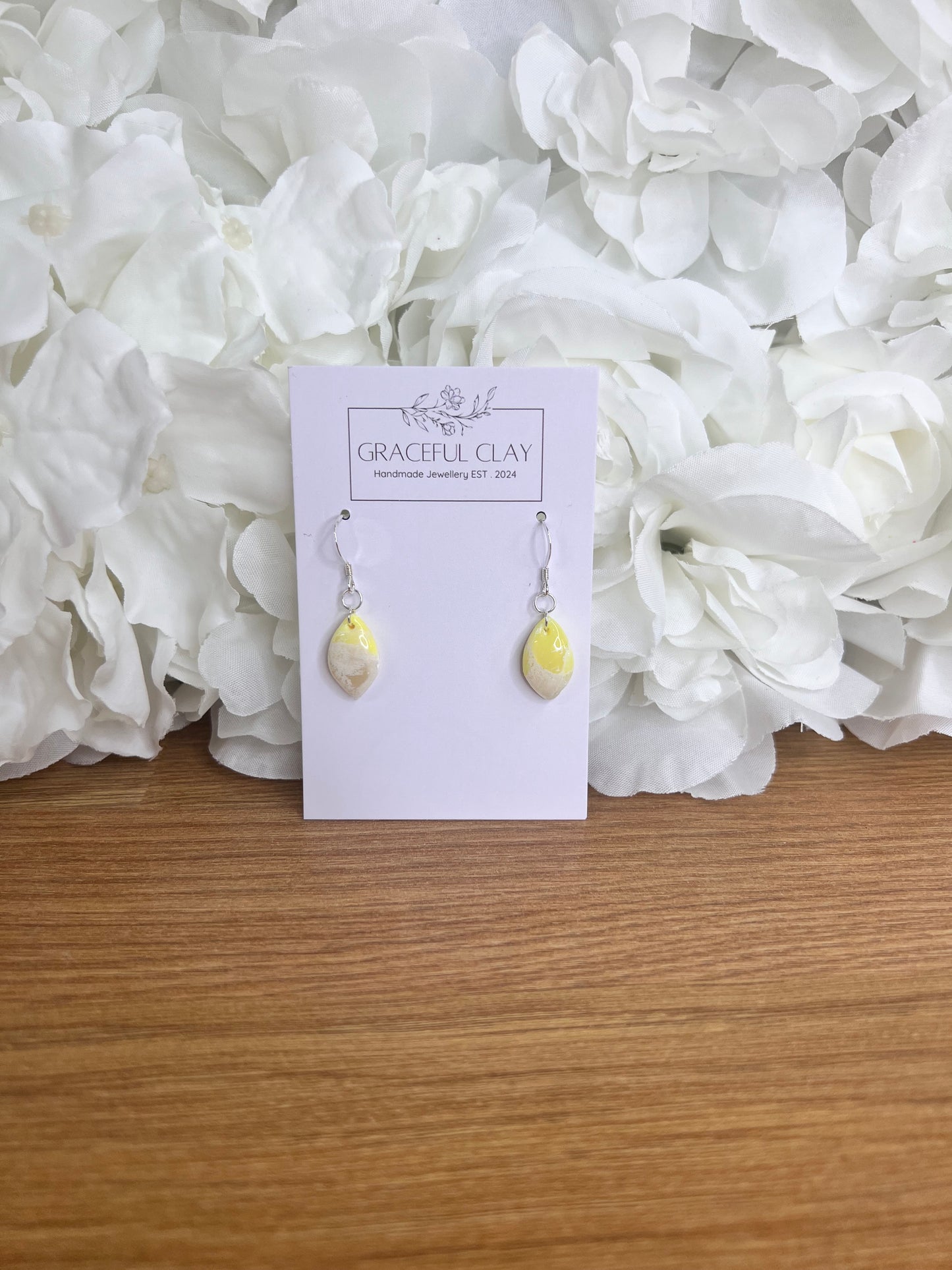 Yellow marble teardrop earrings
