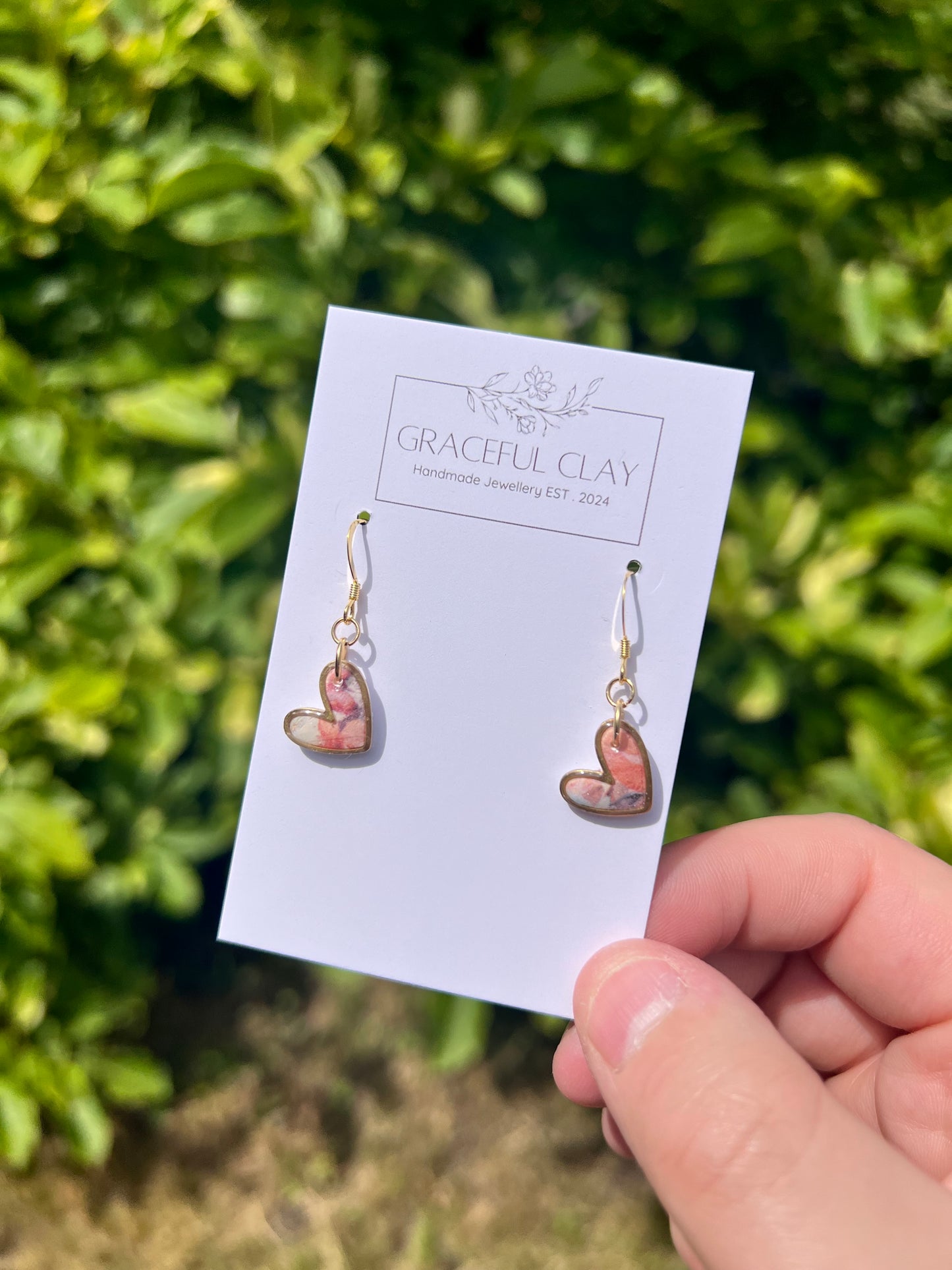 Rose design heart earrings