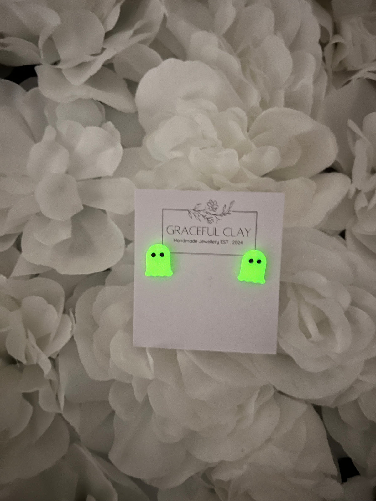 Glow in the dark ghost studs