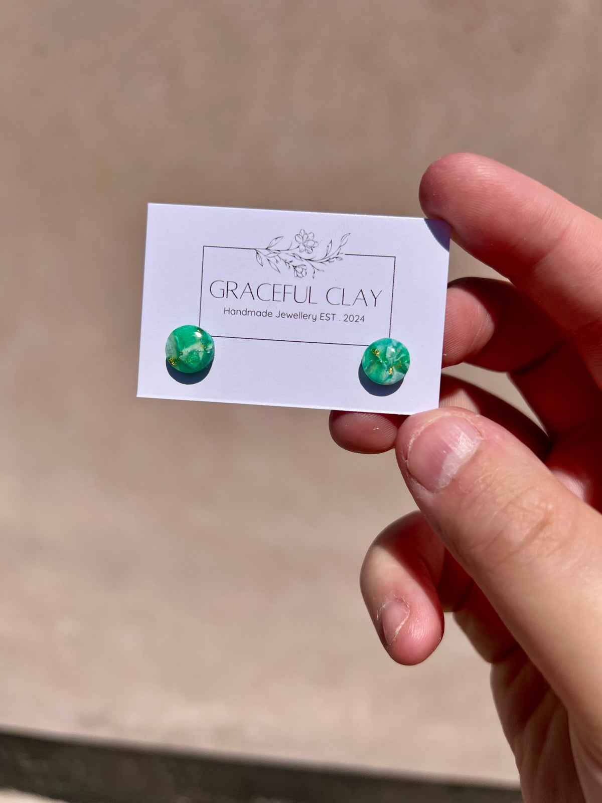 Forest Green gold circle studs