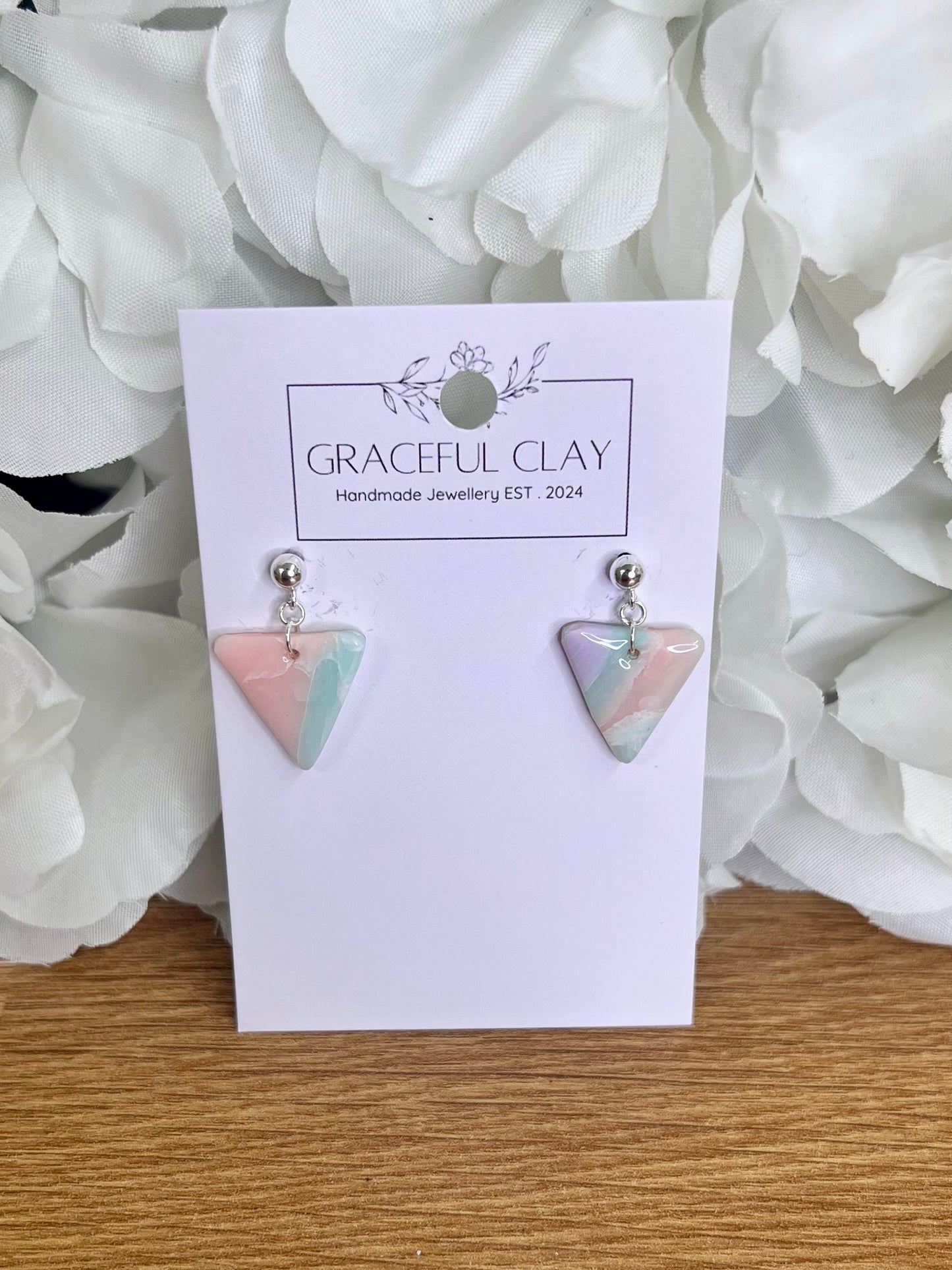 Pastel marble triangle dangles