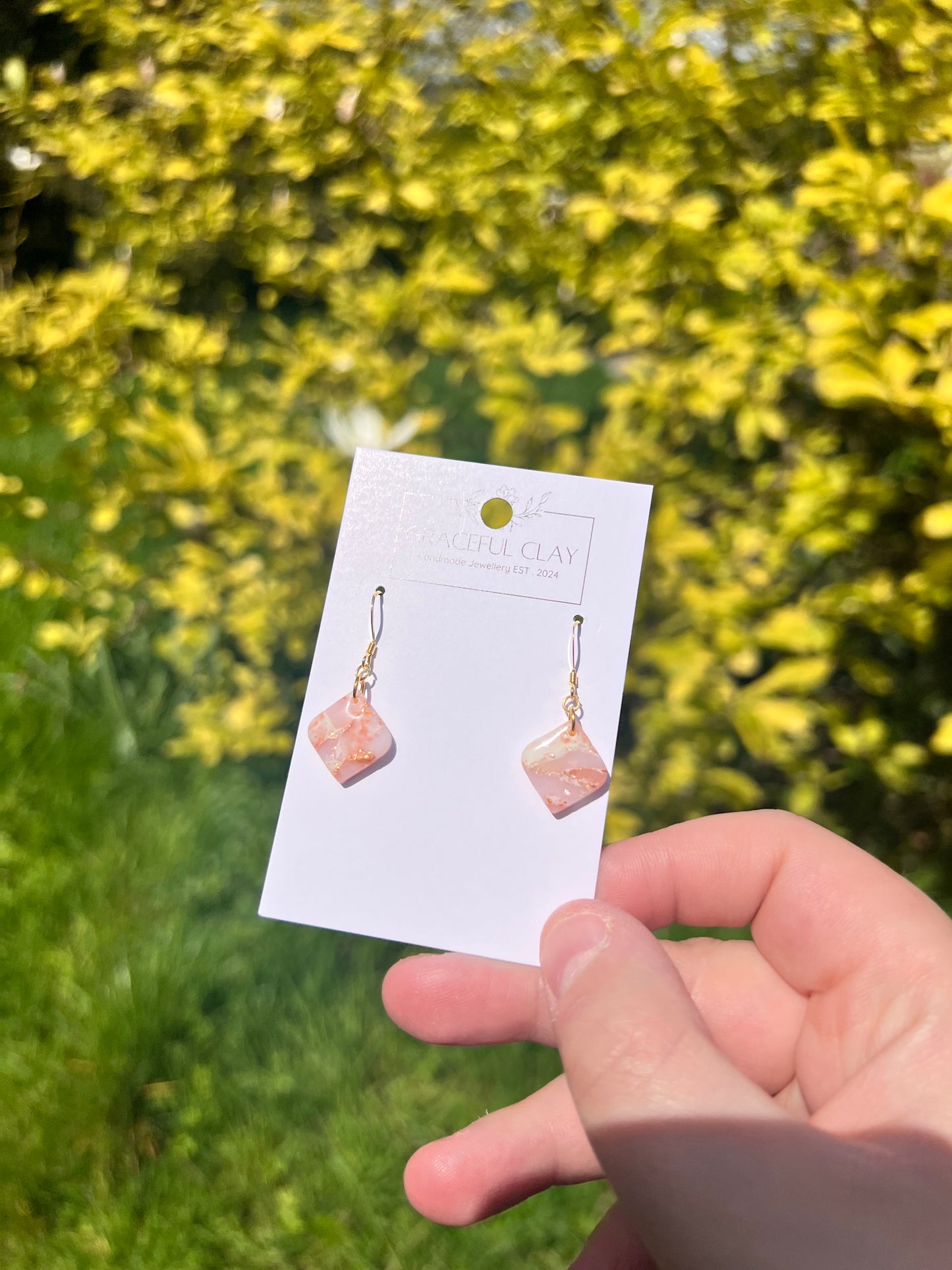 Burnt orange marble mini diamond earrings