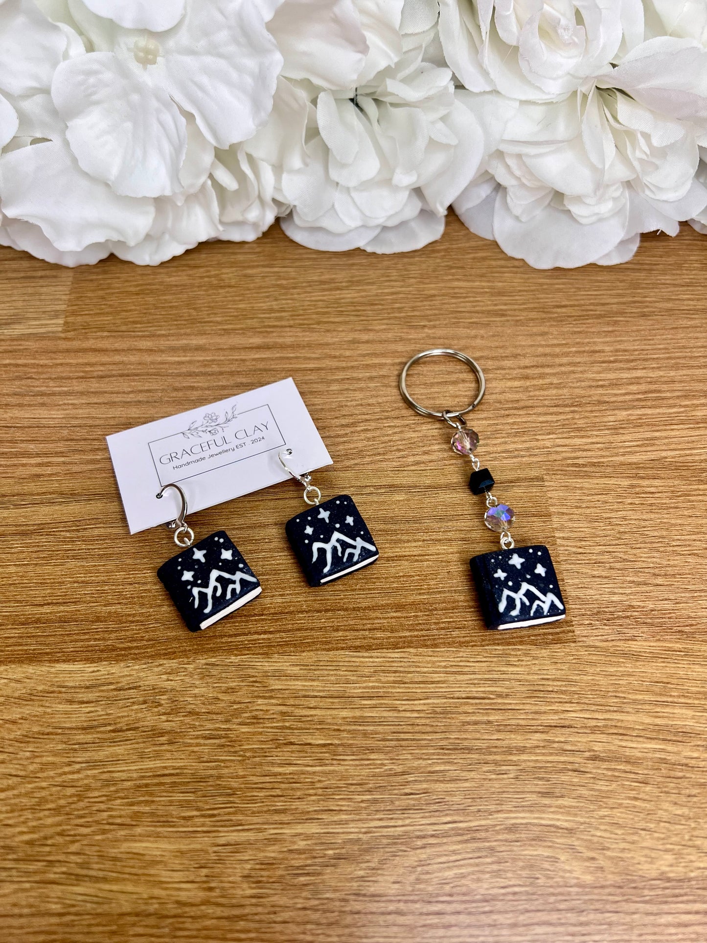 Valaris inspired book earrings & keyring set