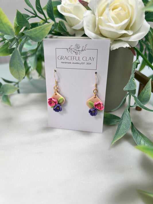 Small gold floral earrings