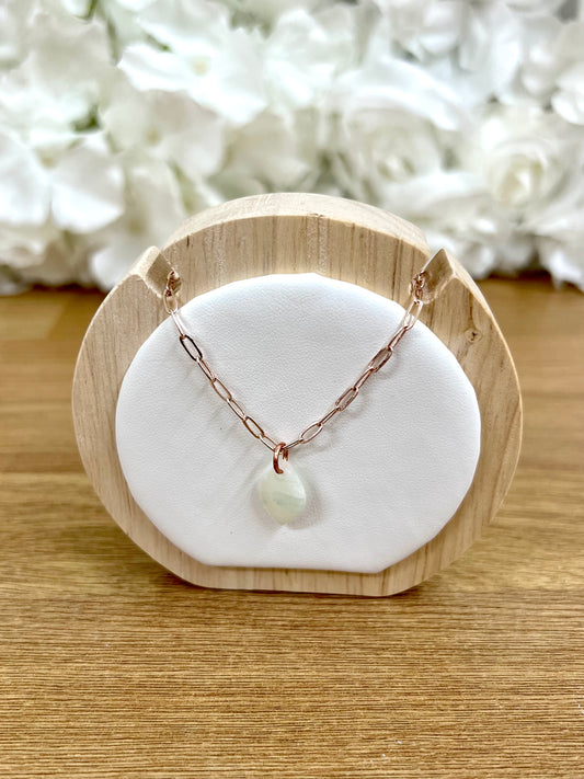 Green marble teardrop rose gold necklace