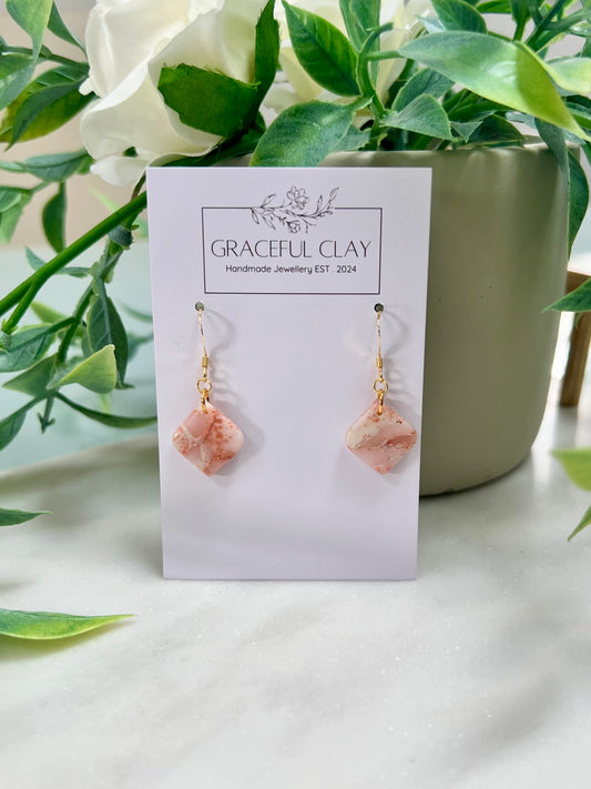 Burnt orange marble mini diamond earrings