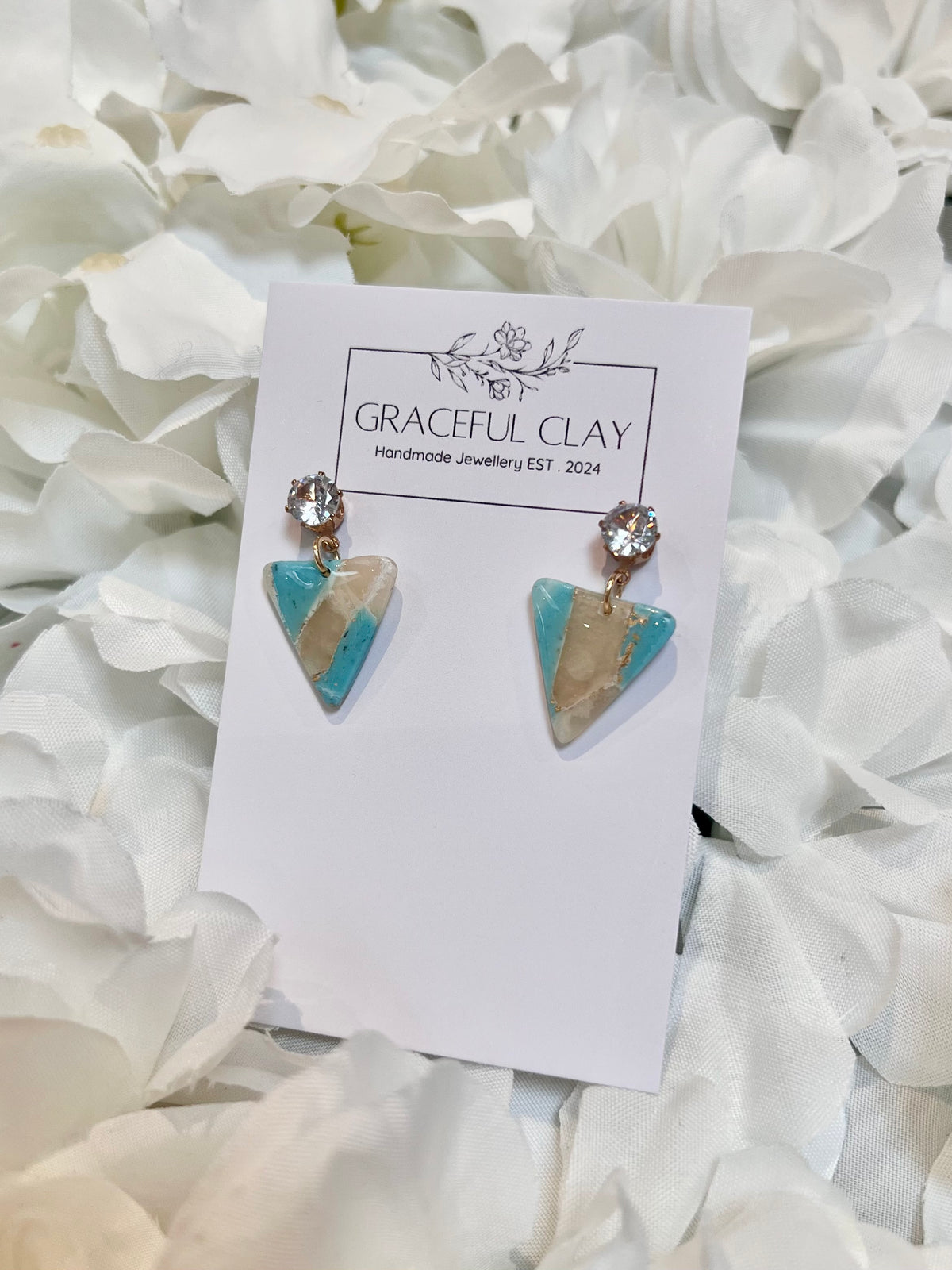 Turquoise & Gold Triangle Drop Earrings