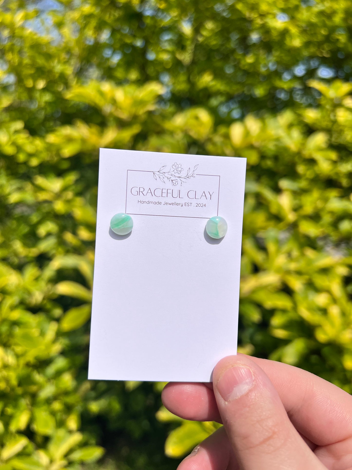 Green marble studs