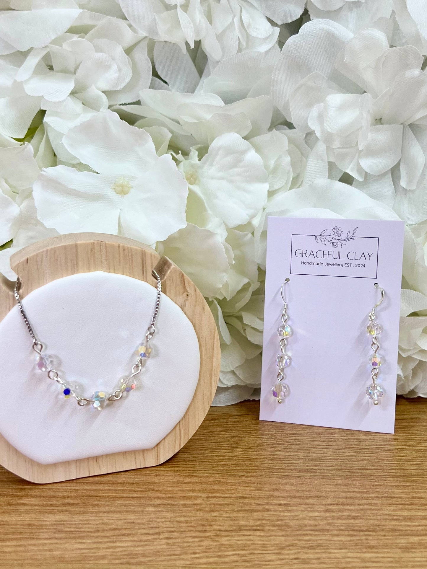 Swarovski crystal beaded earrings & bracelet set
