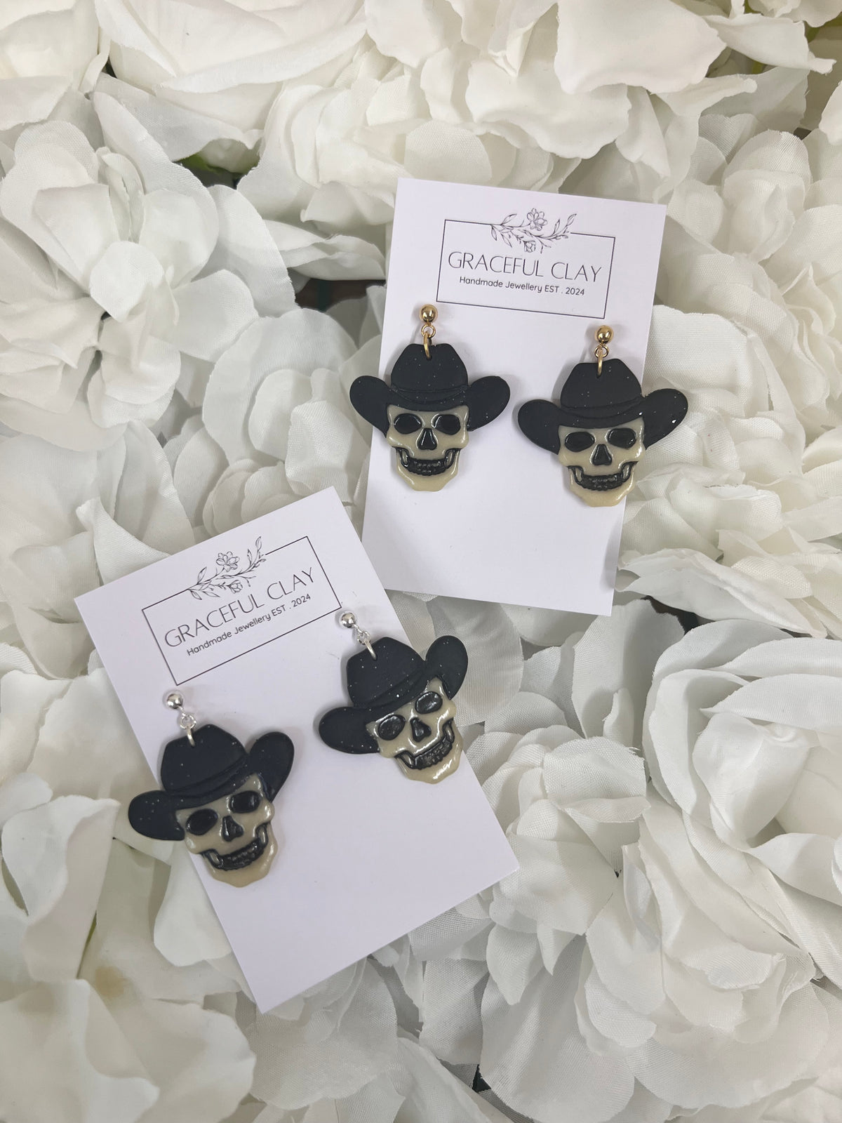 Glow in the dark skull cowboy  earrings