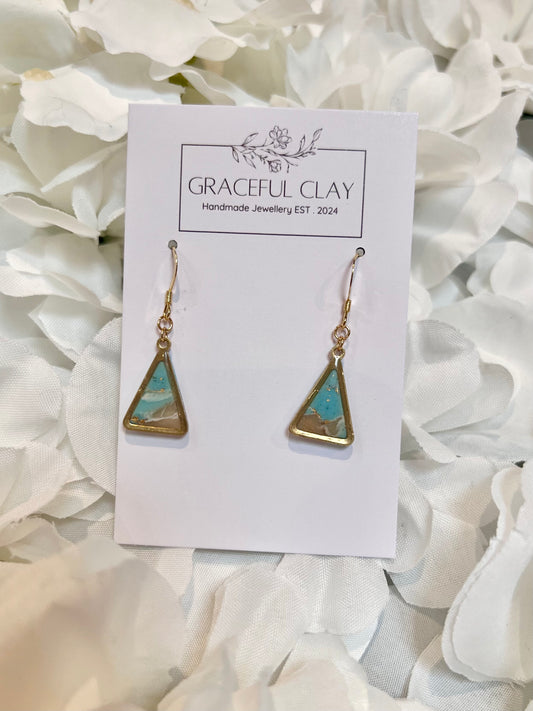 Turquoise & Gold Triangle Earrings