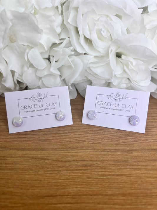 Lilac glitter marble studs