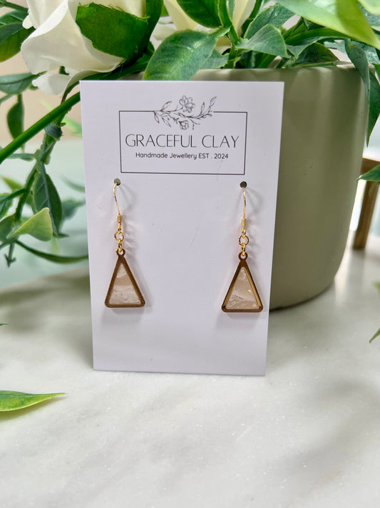 Gold marble triangle earrings