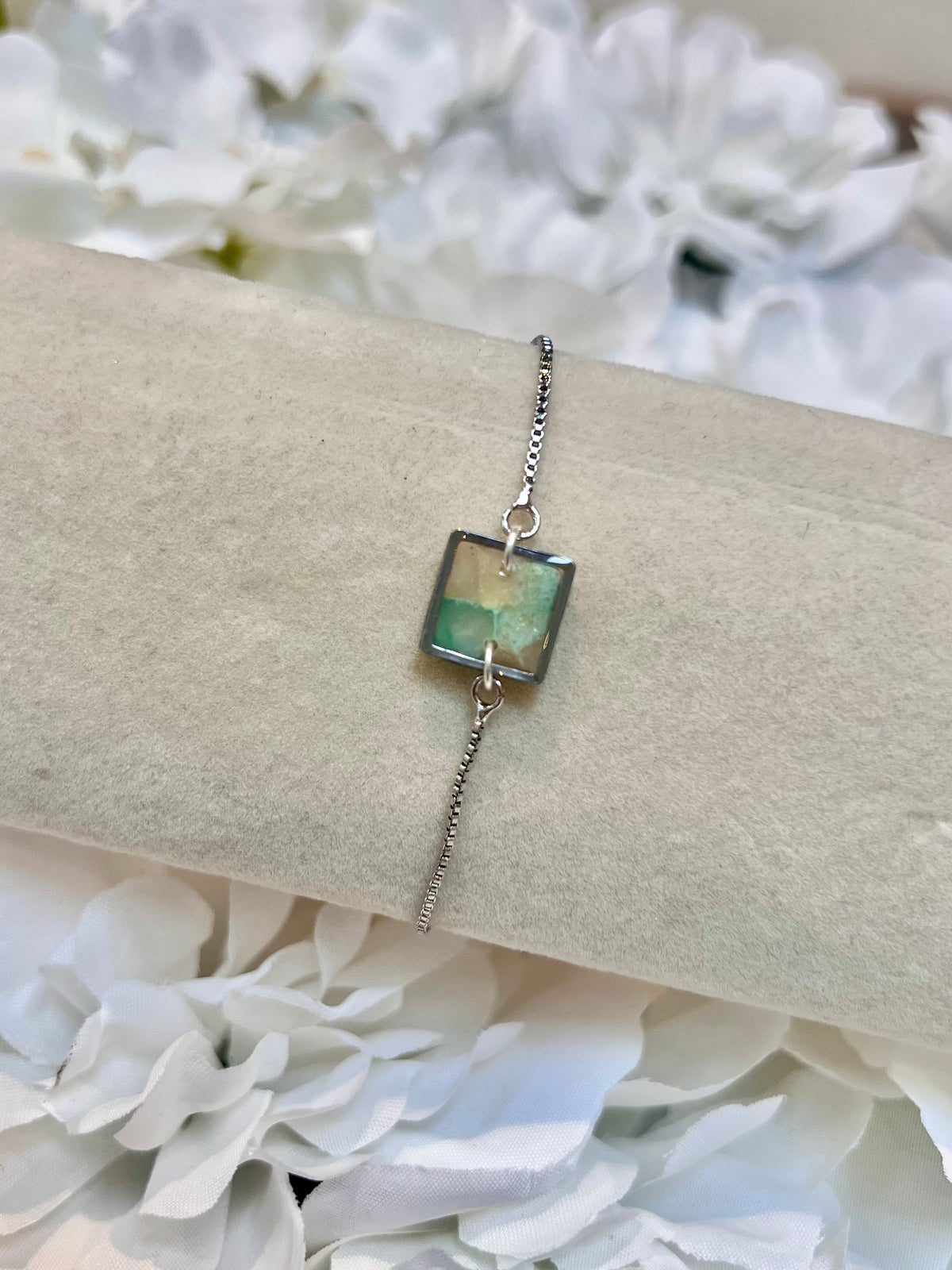 Green silver slider bracelet