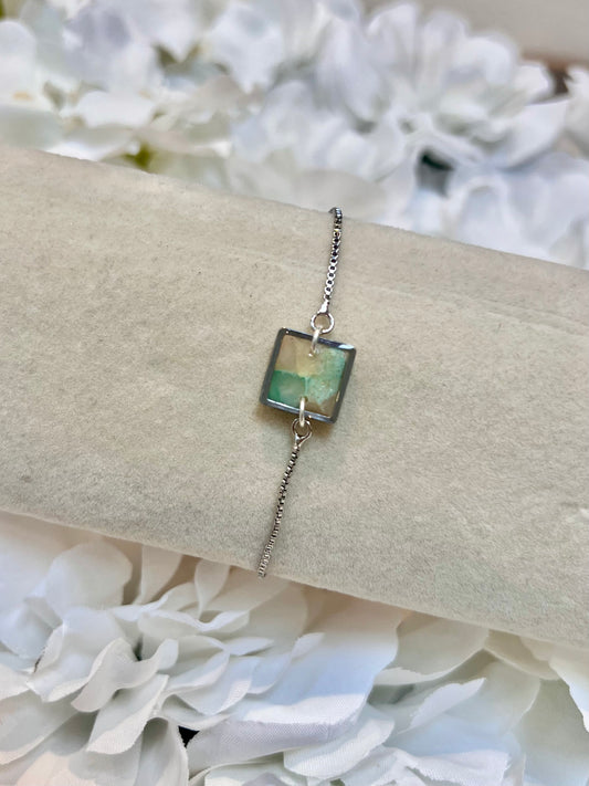 Green silver slider bracelet