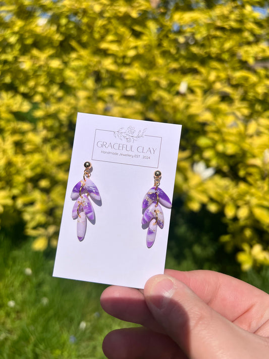 Purple marble 3 tier earrings