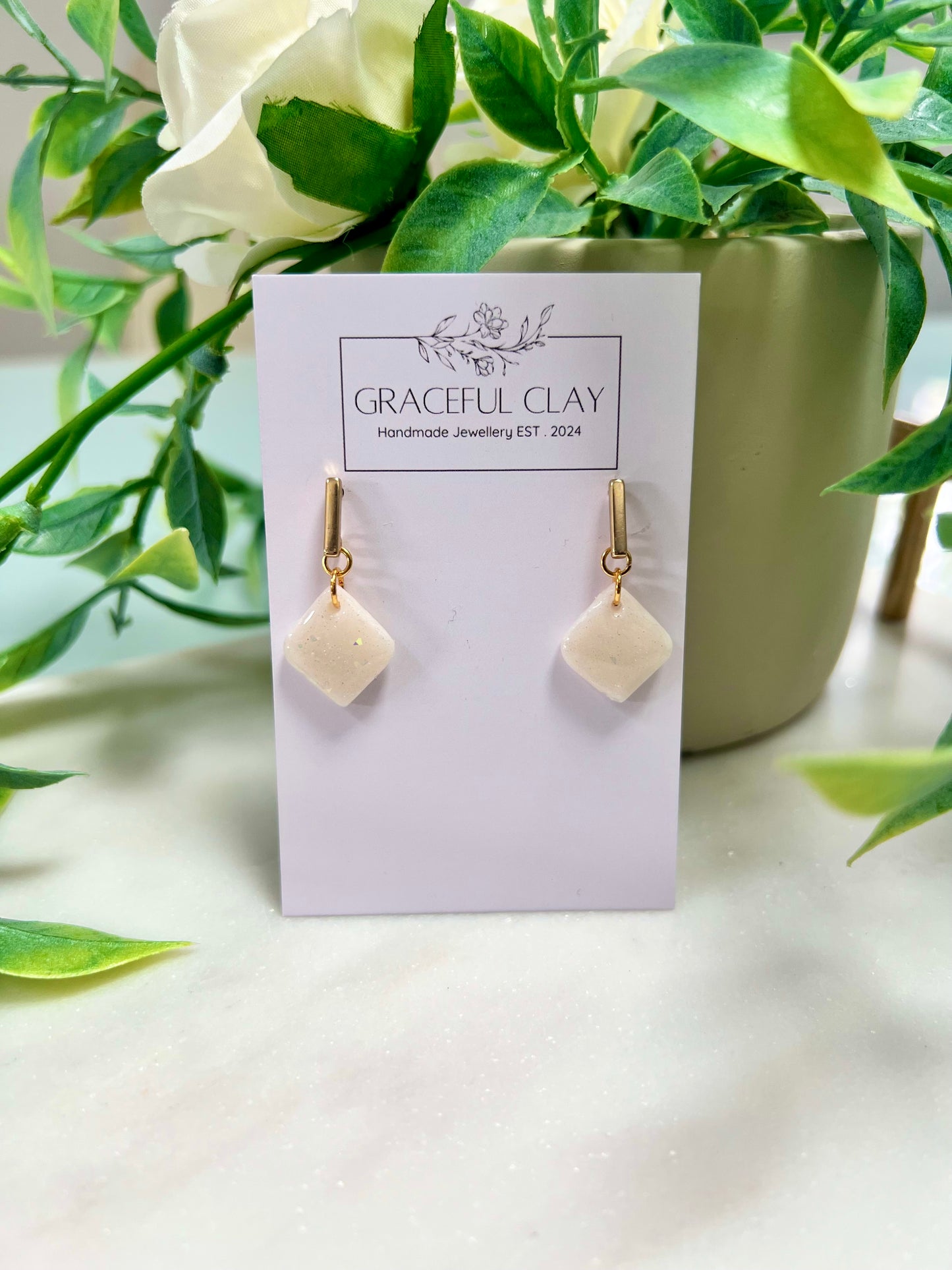 Glitter effect mini diamond dangle earrings