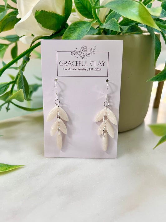 White glitter 3 tier earrings