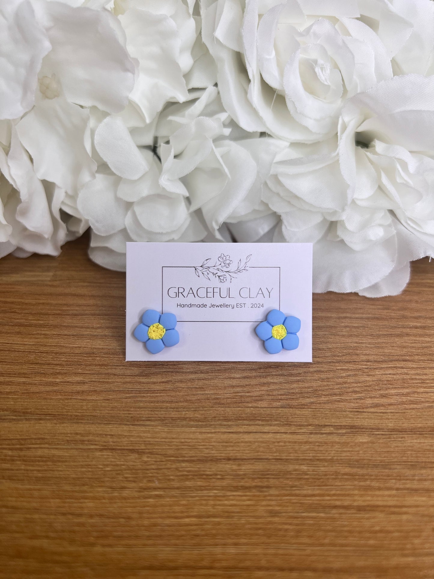 Blue & yellow flower studs