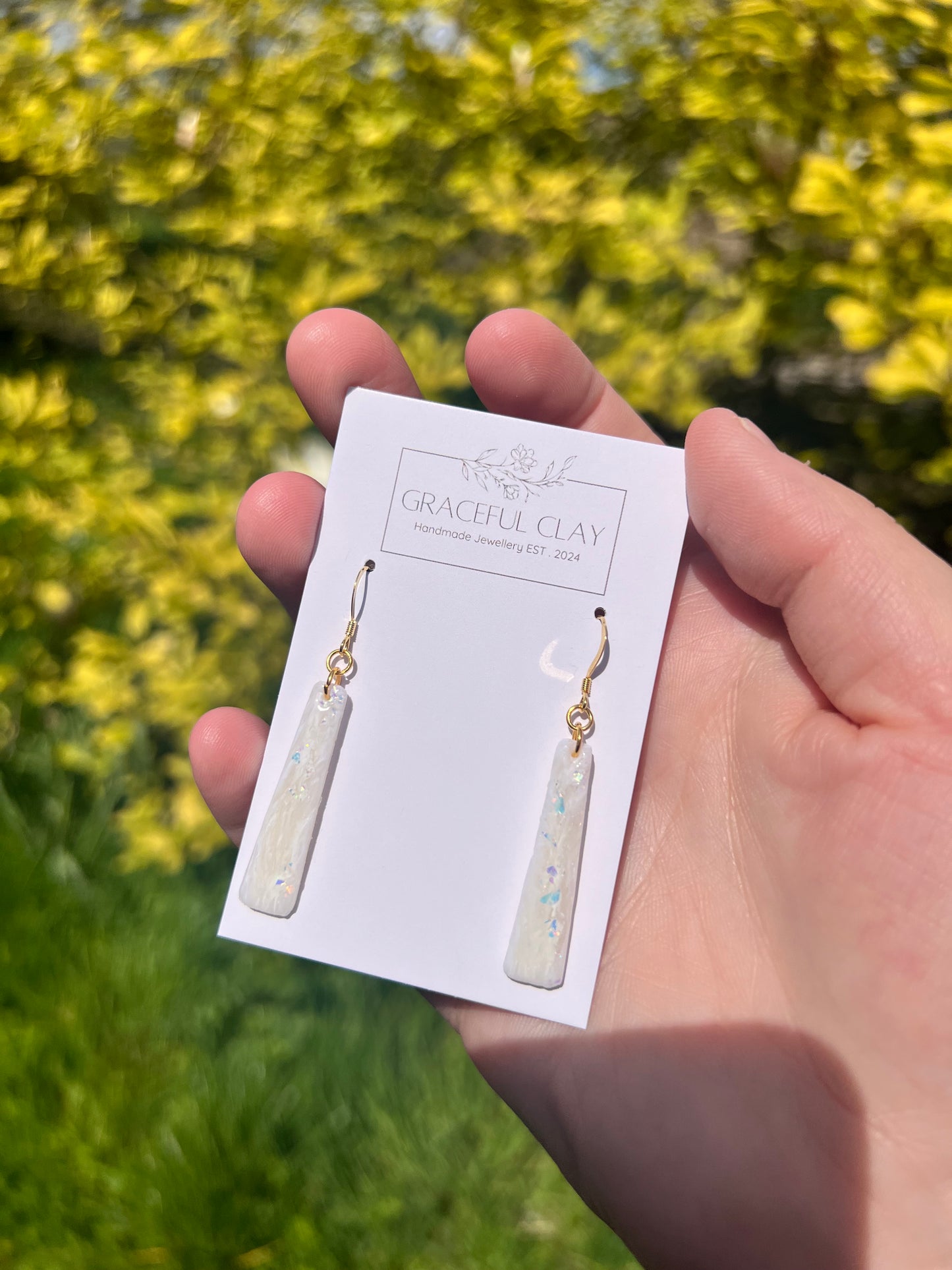 Rectangle glitter marble earrings