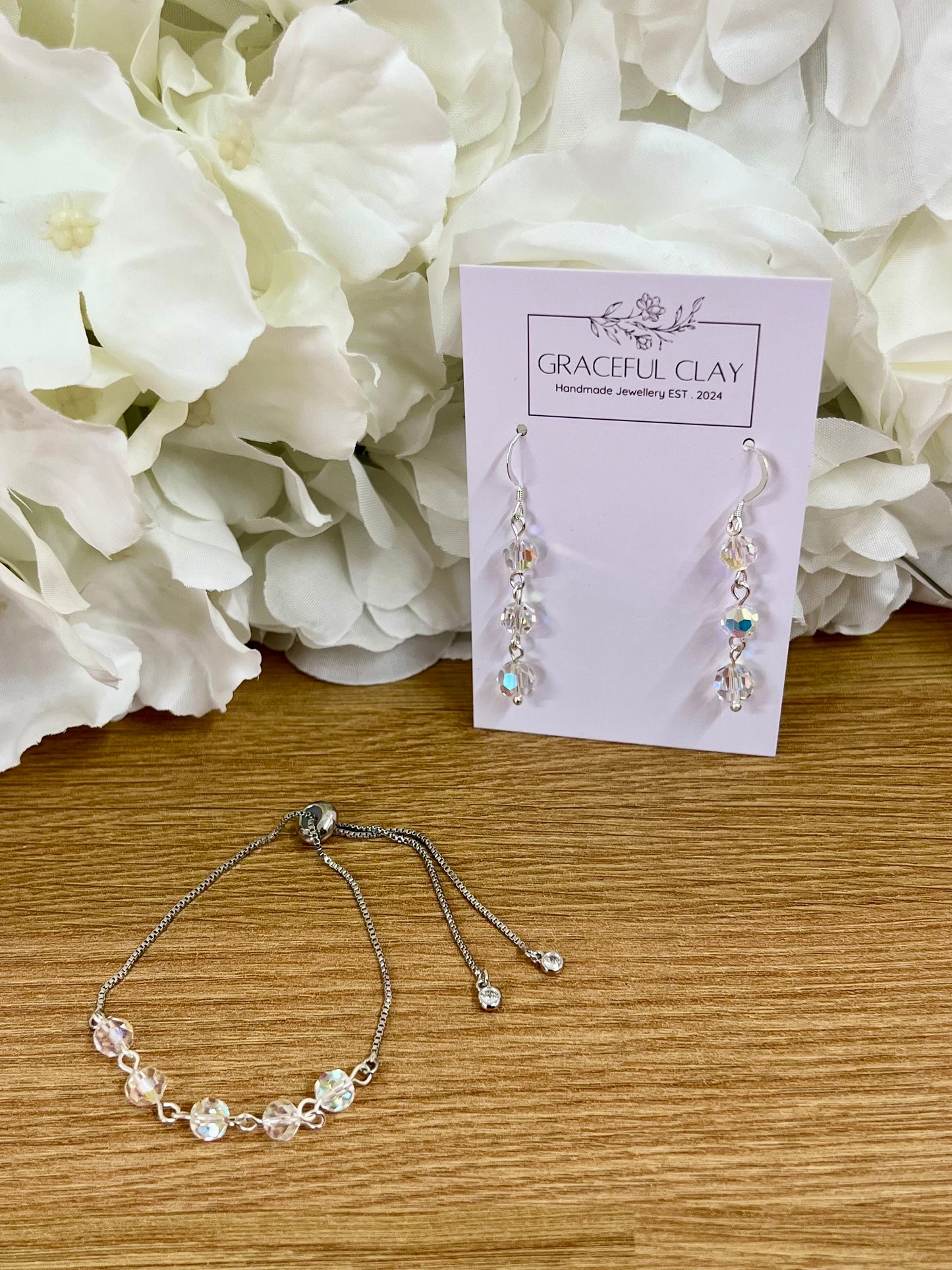Swarovski crystal beaded earrings & bracelet set