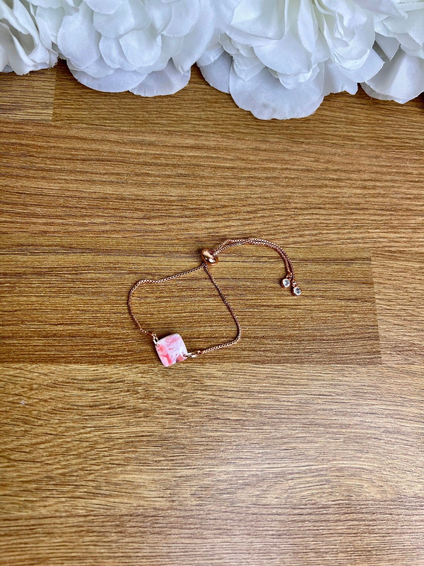 Rose design rose gold slider bracelet