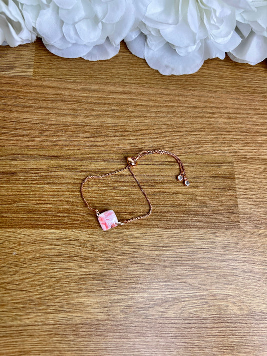 Rose design rose gold slider bracelet