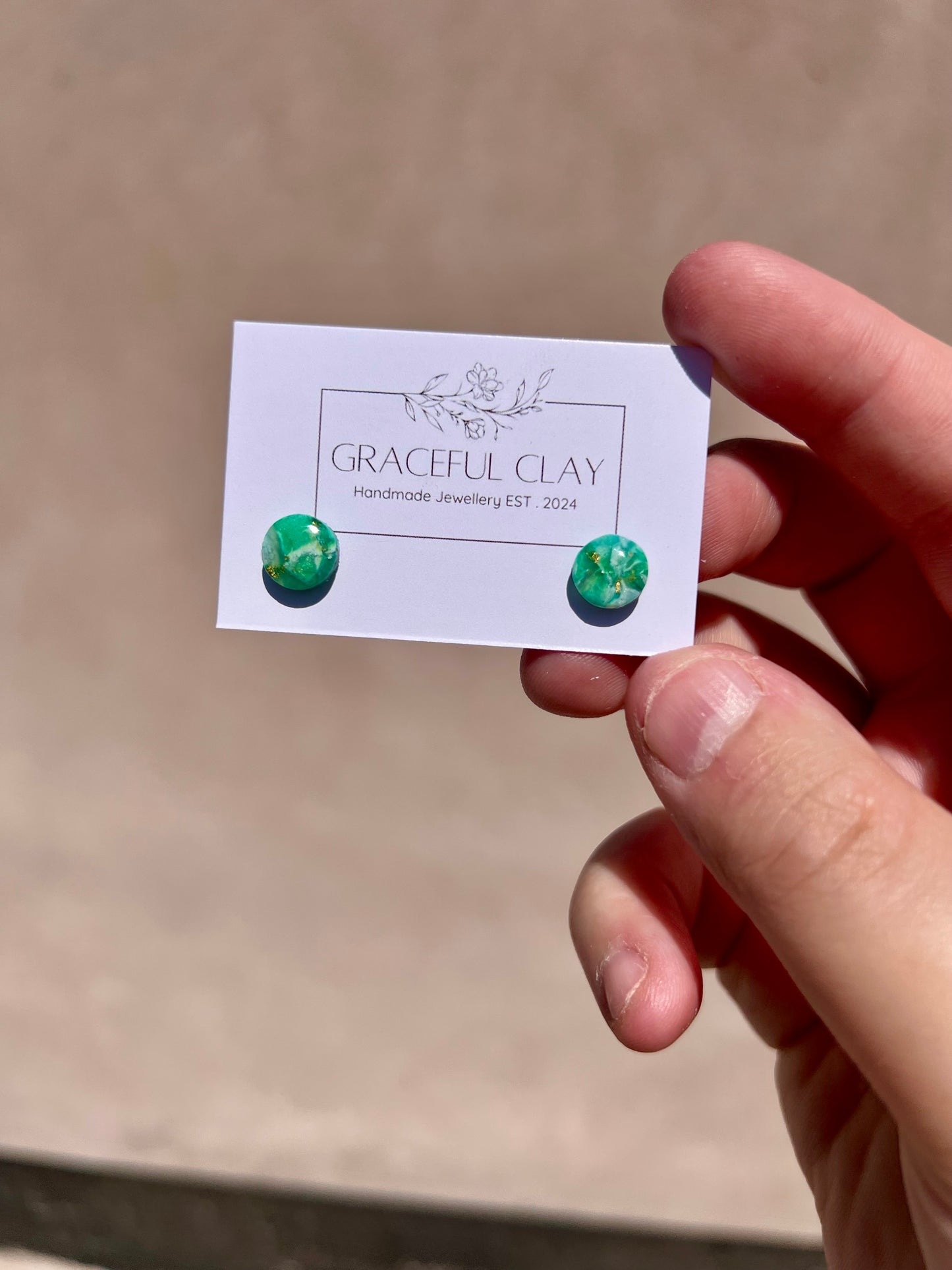 Forest Green gold circle studs