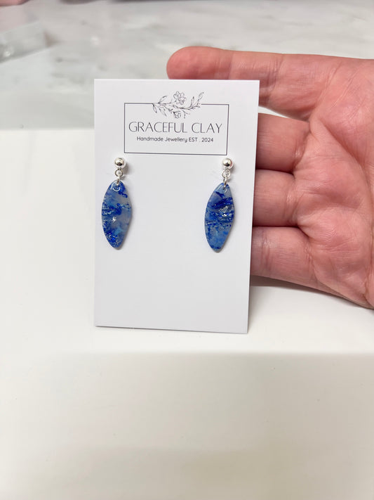 Blue marble drop earrings