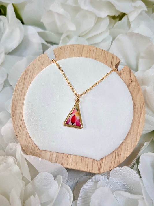 Gold floral triangle necklace