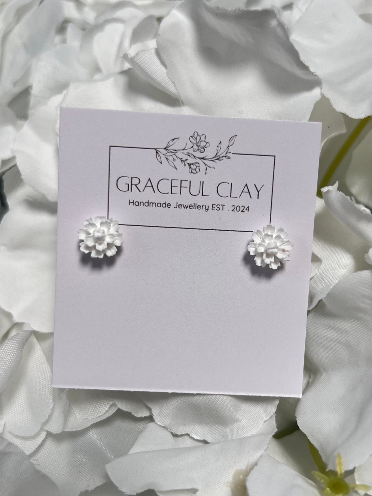 White peony studs