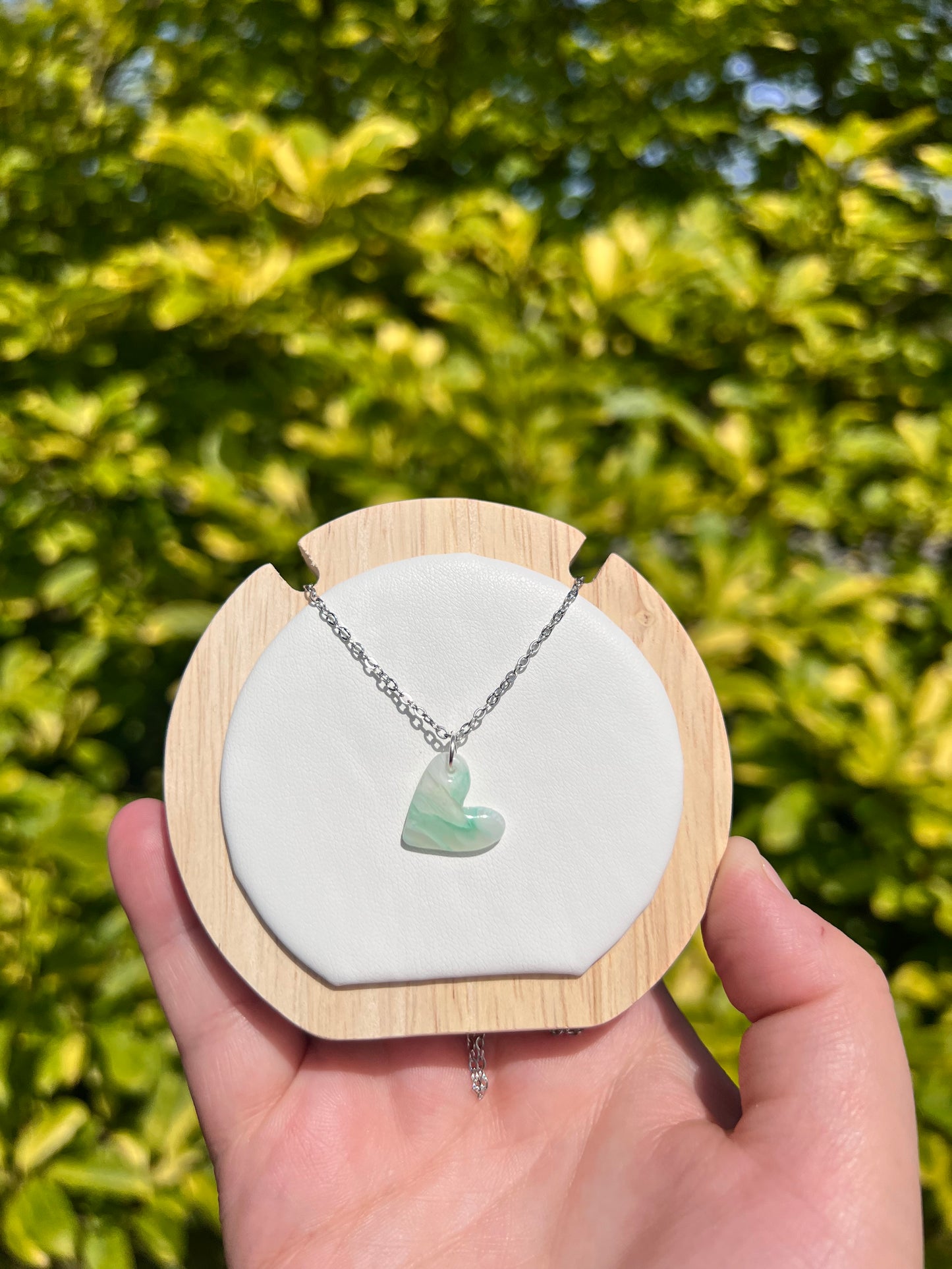 Green marble heart necklace