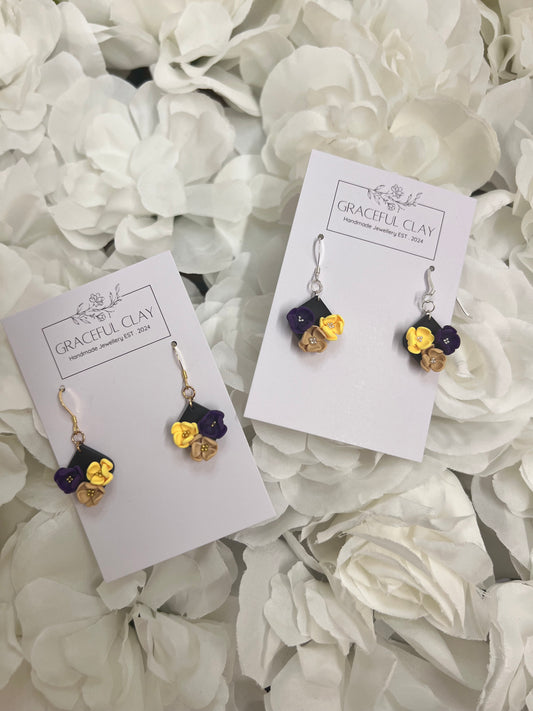 Black Halloween floral drop earrings