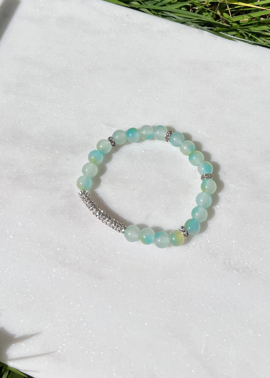 Pastel blue & yellow marble stretch bracelet