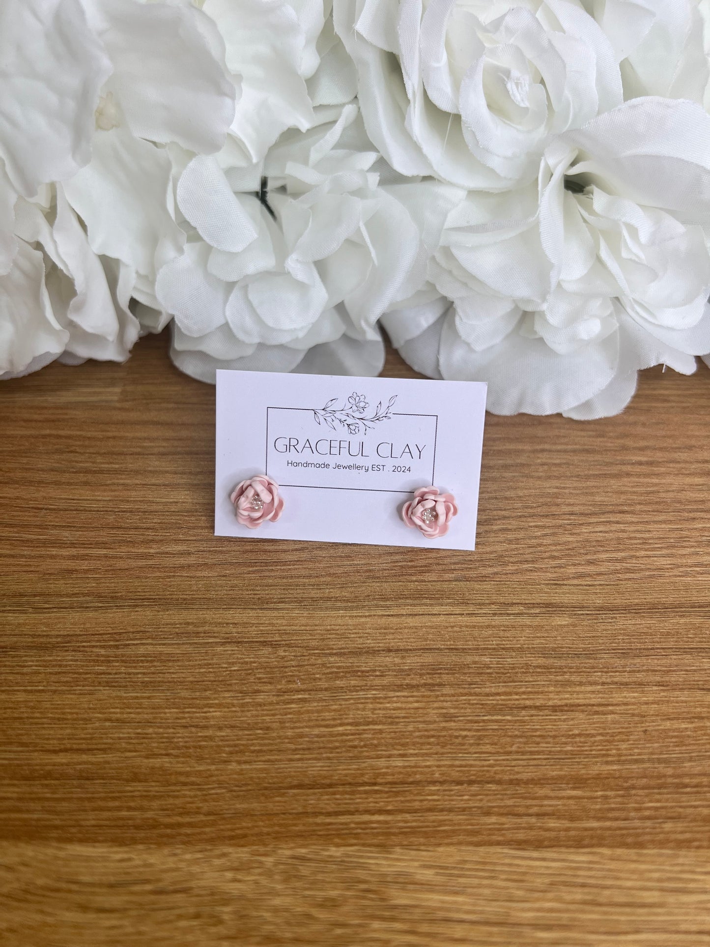 Pink flower studs
