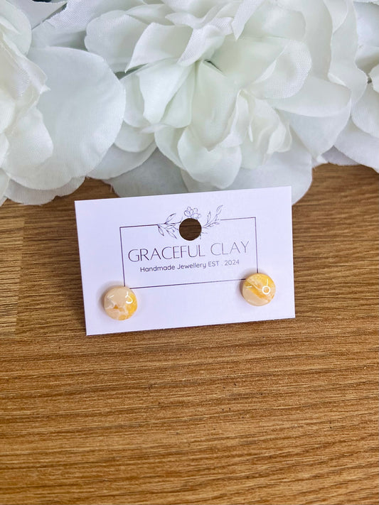 Yellow marble circle studs
