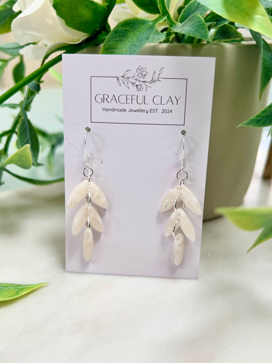 White marble & glitter 3 tier earrings