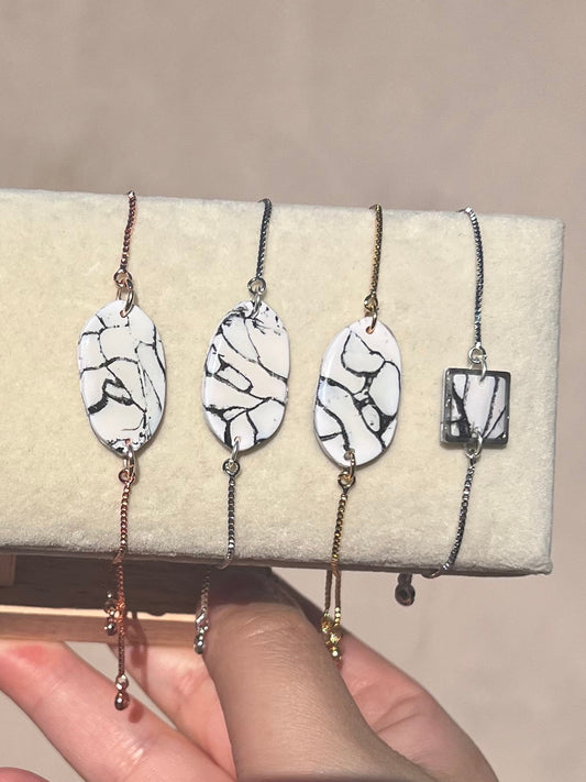White marble slider bracelets