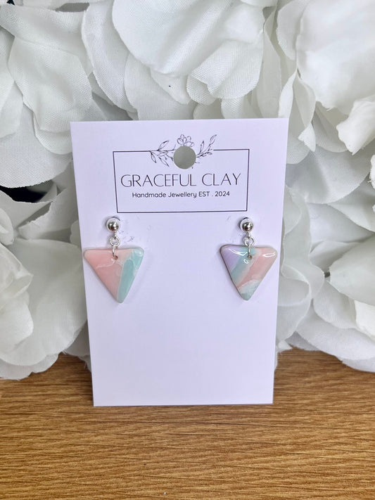 Pastel marble triangle dangles