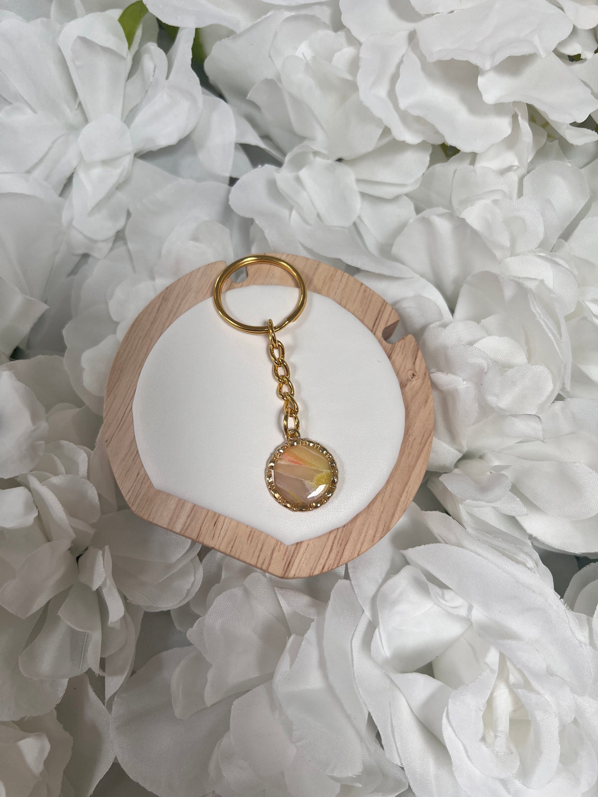 Yellow marble gold keyring