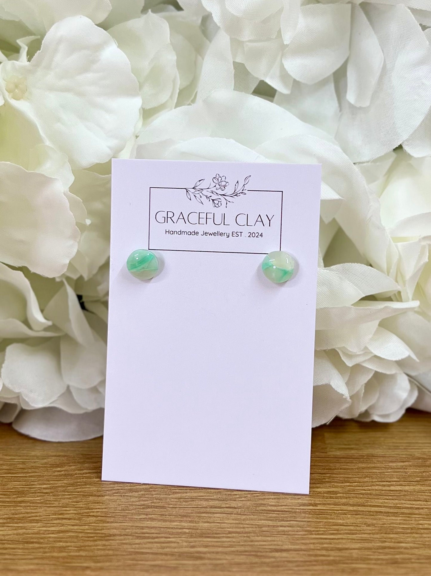 Green marble studs