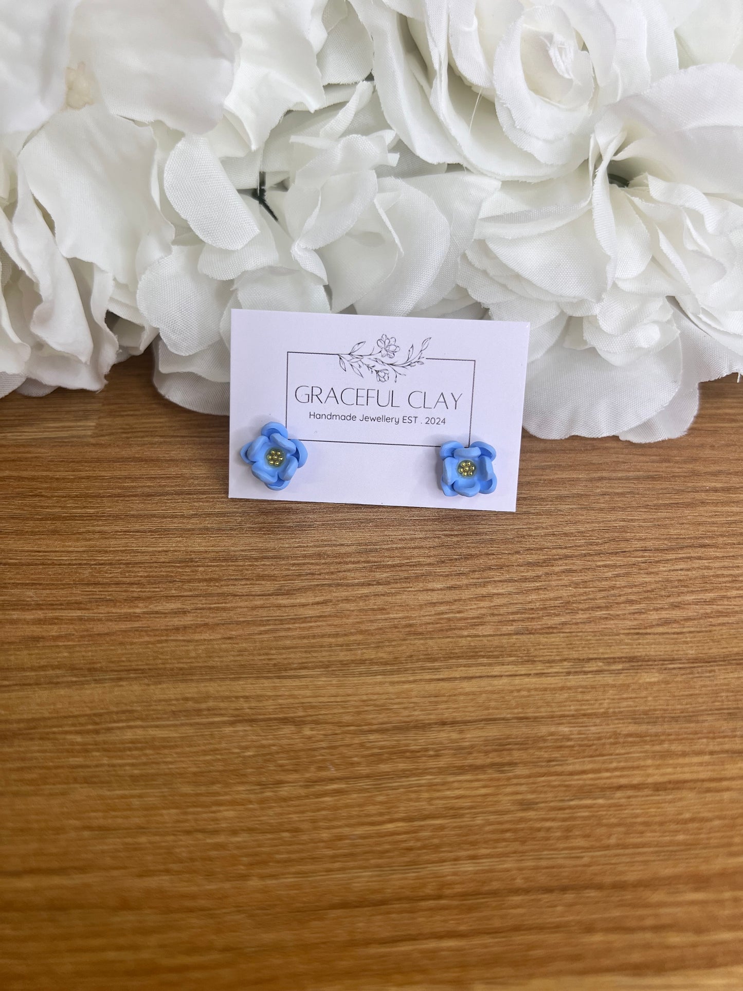 Blue flower studs
