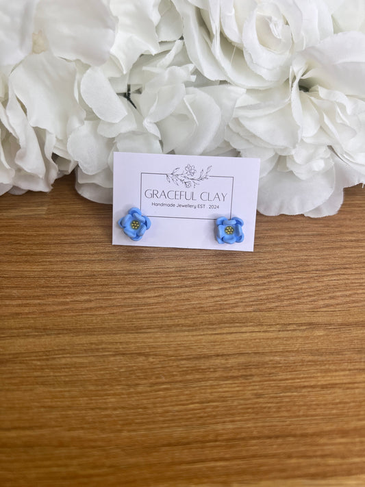 Blue flower studs