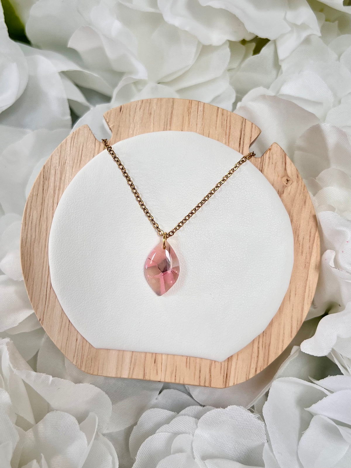 Pink & navy teardrop necklace