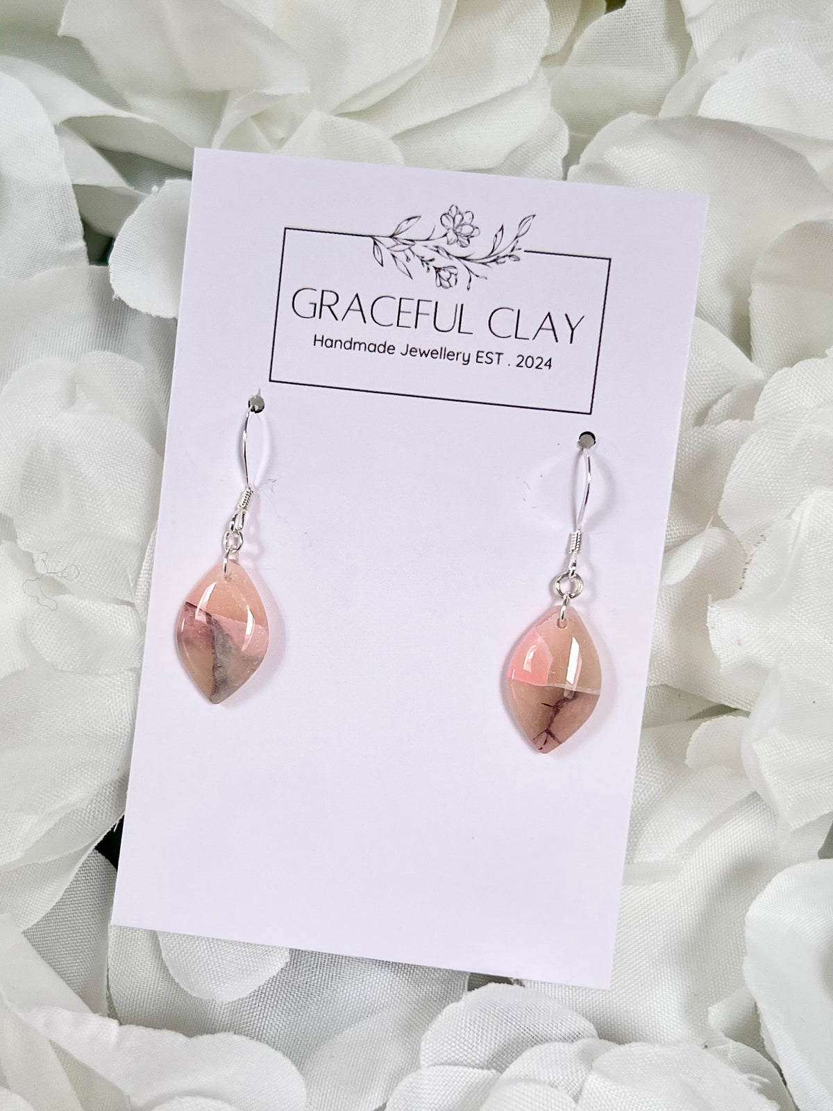 Pink & Navy teardrop earrings
