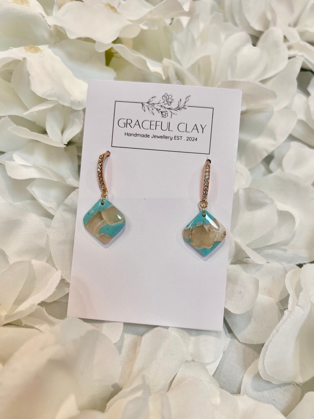 Turquoise & Gold Diamond Earrings