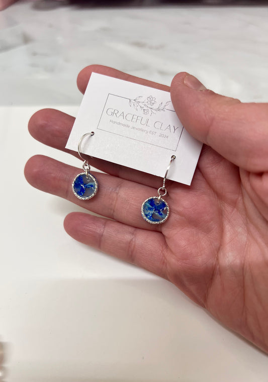 Silver Circle Blue Marble Huggies