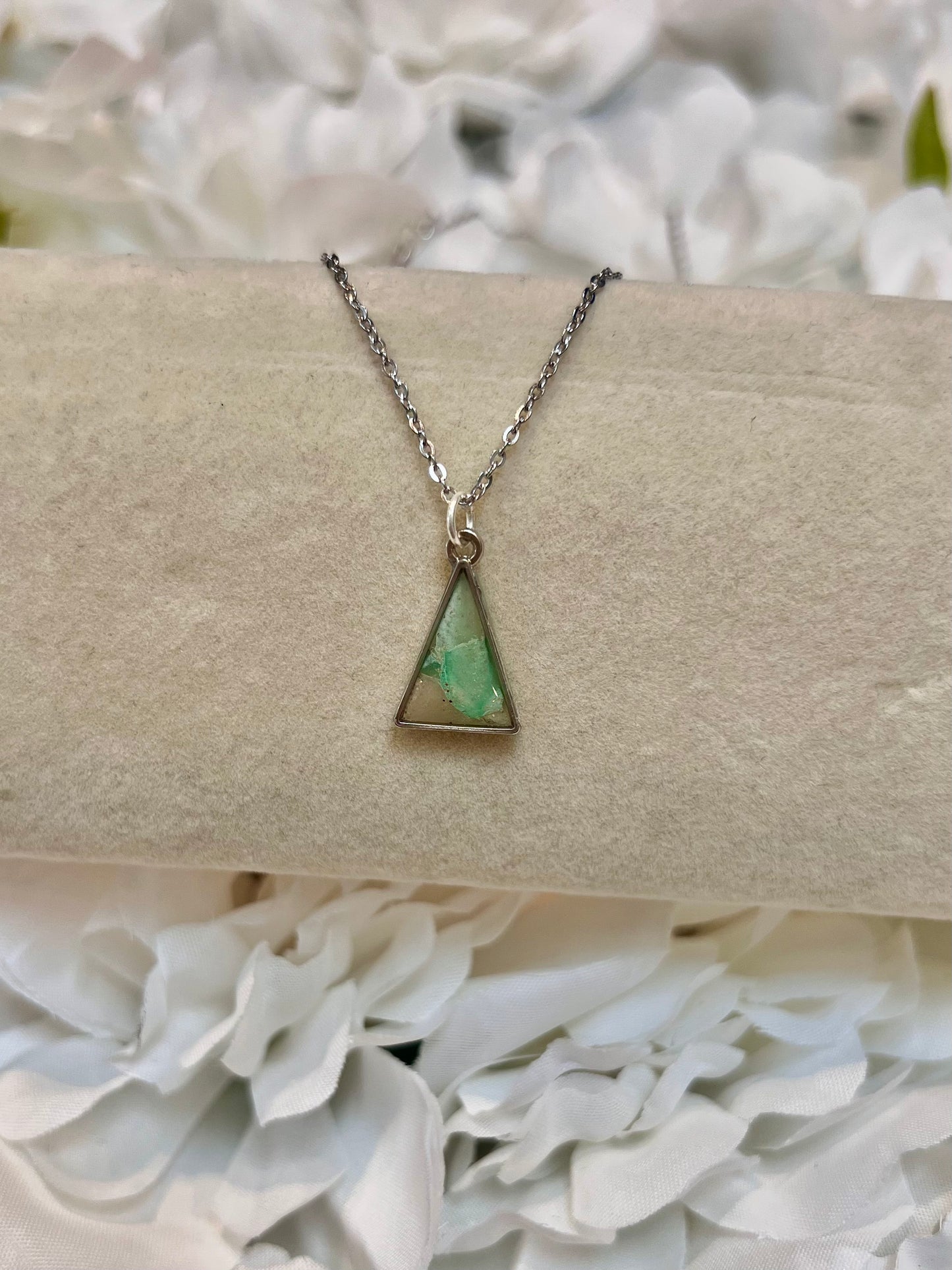 Green triangle necklace