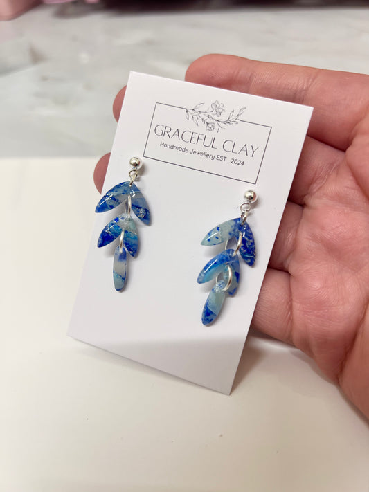 Blue Marble 3 Tier Earrings